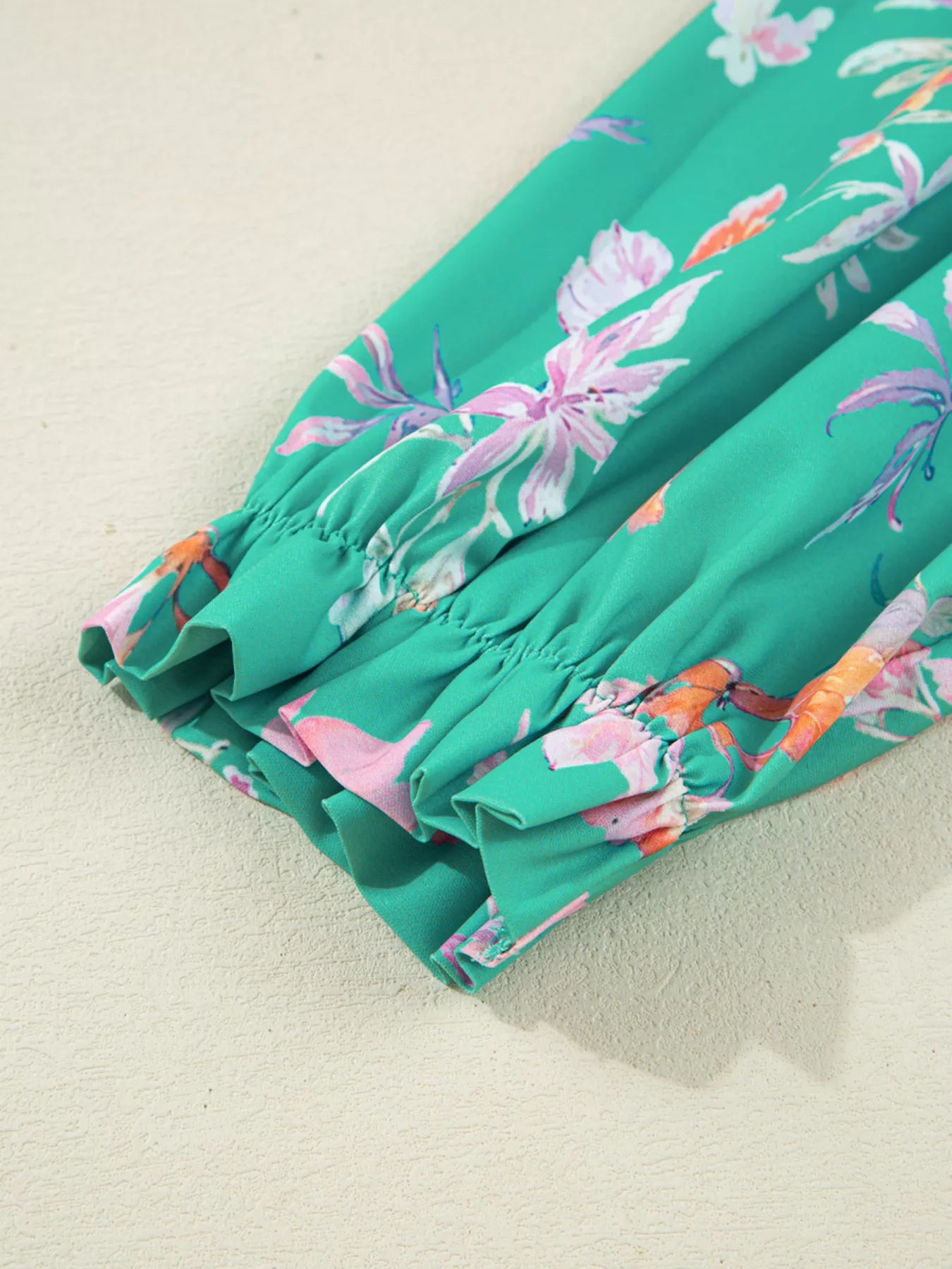 Floral Lantern Sleeve Button Front Shirt