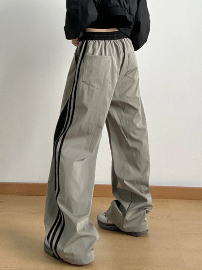 Striped Wide Leg Drawstring Pants