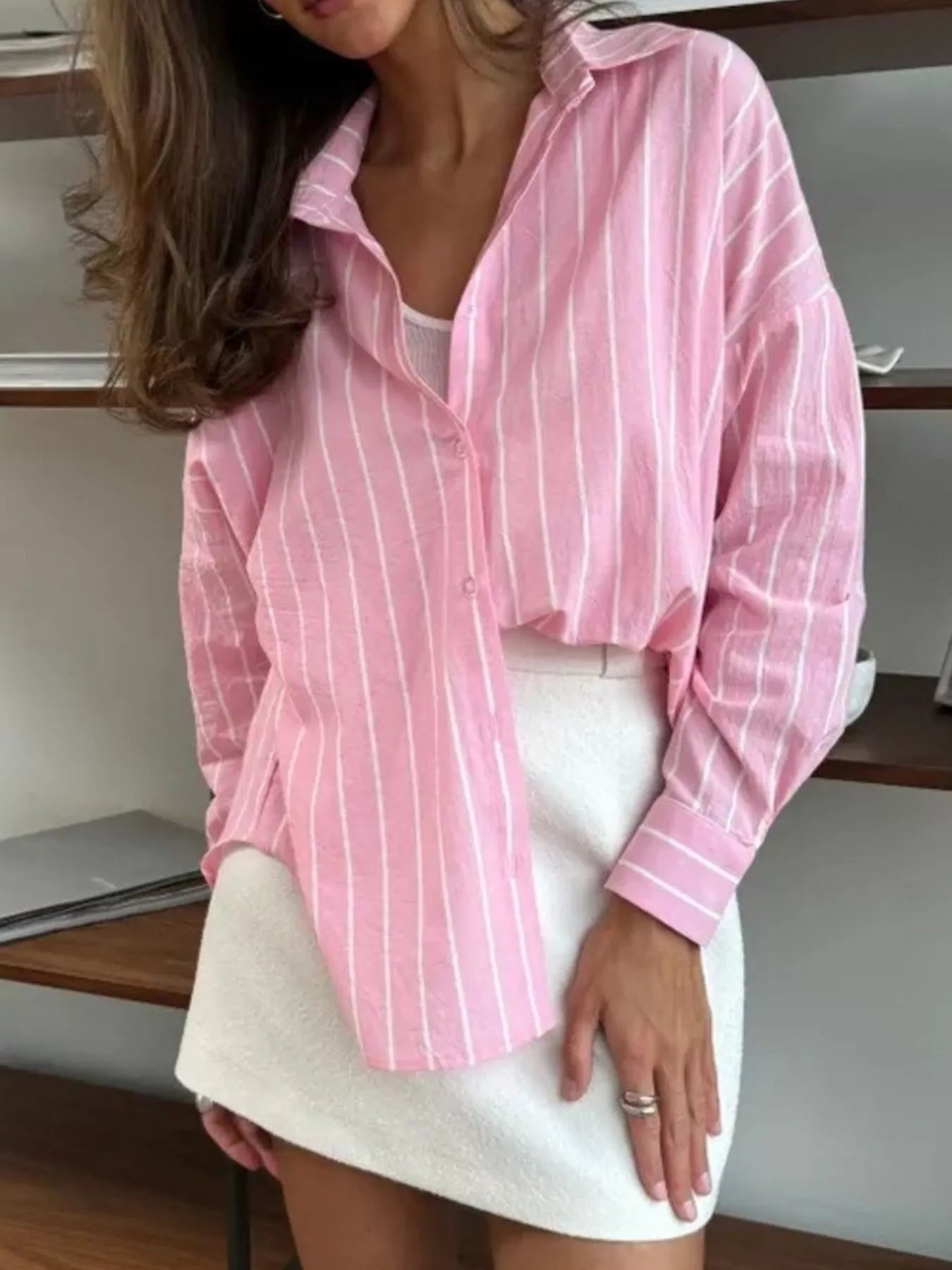 Striped Oversized Button-Down Shirt