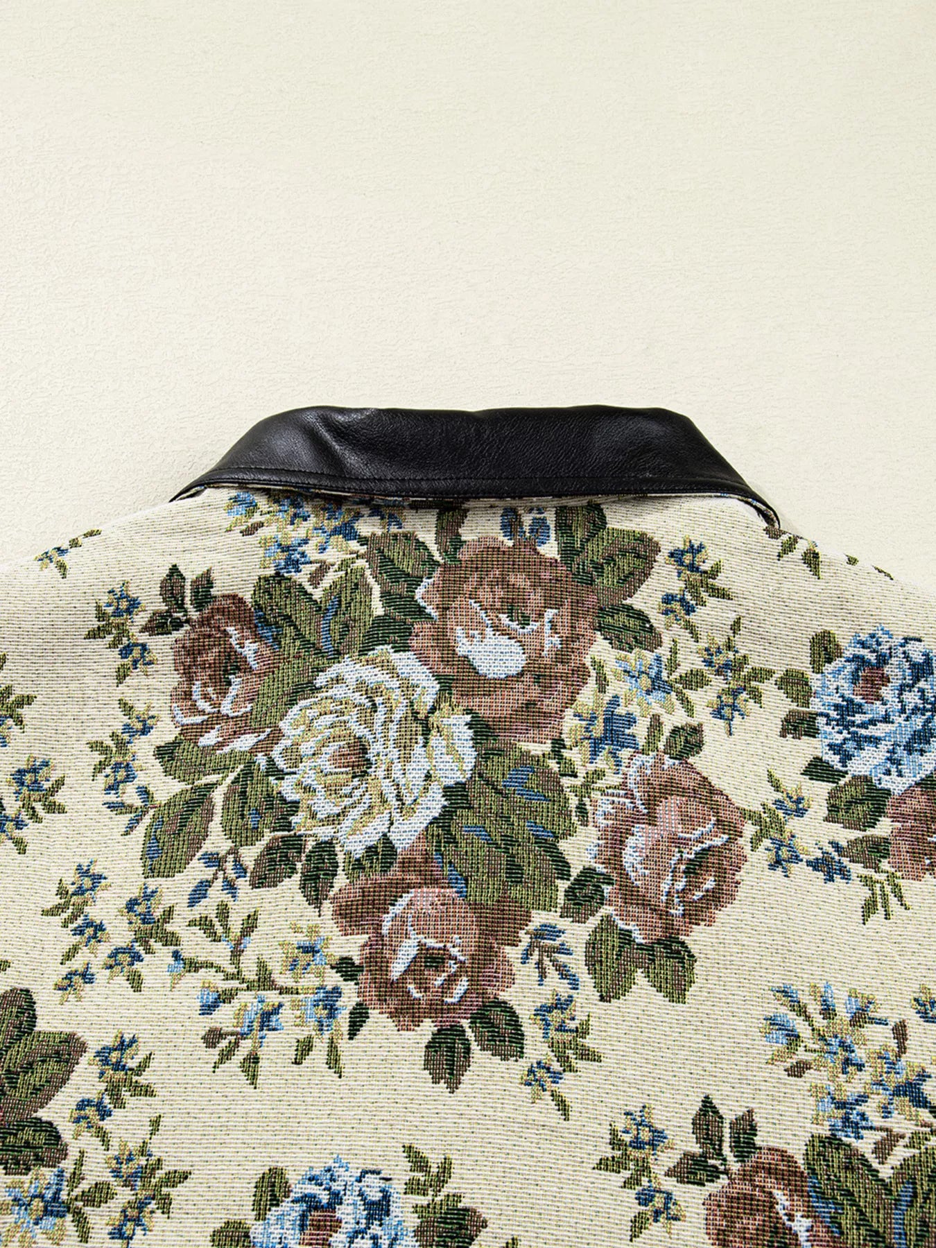 Floral Print Zip Up Contrast Collared Jacket