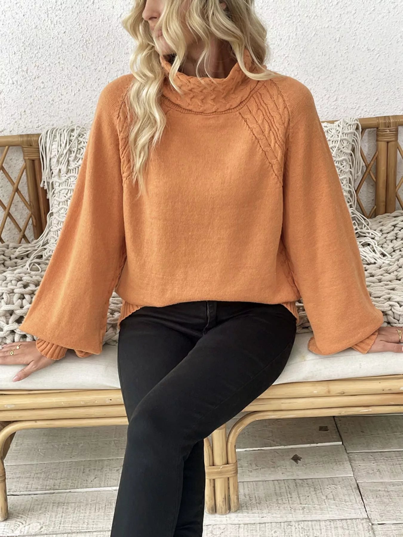 Cable Knit Turtleneck Sweater