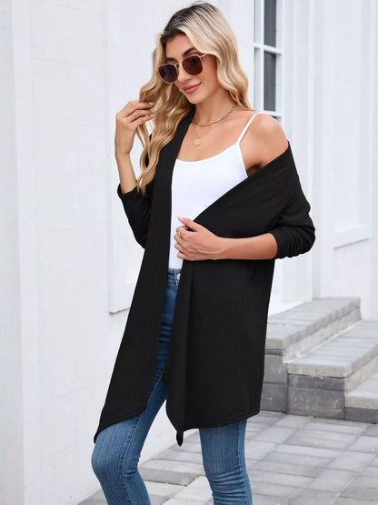 Open Front Long Cardigan Black