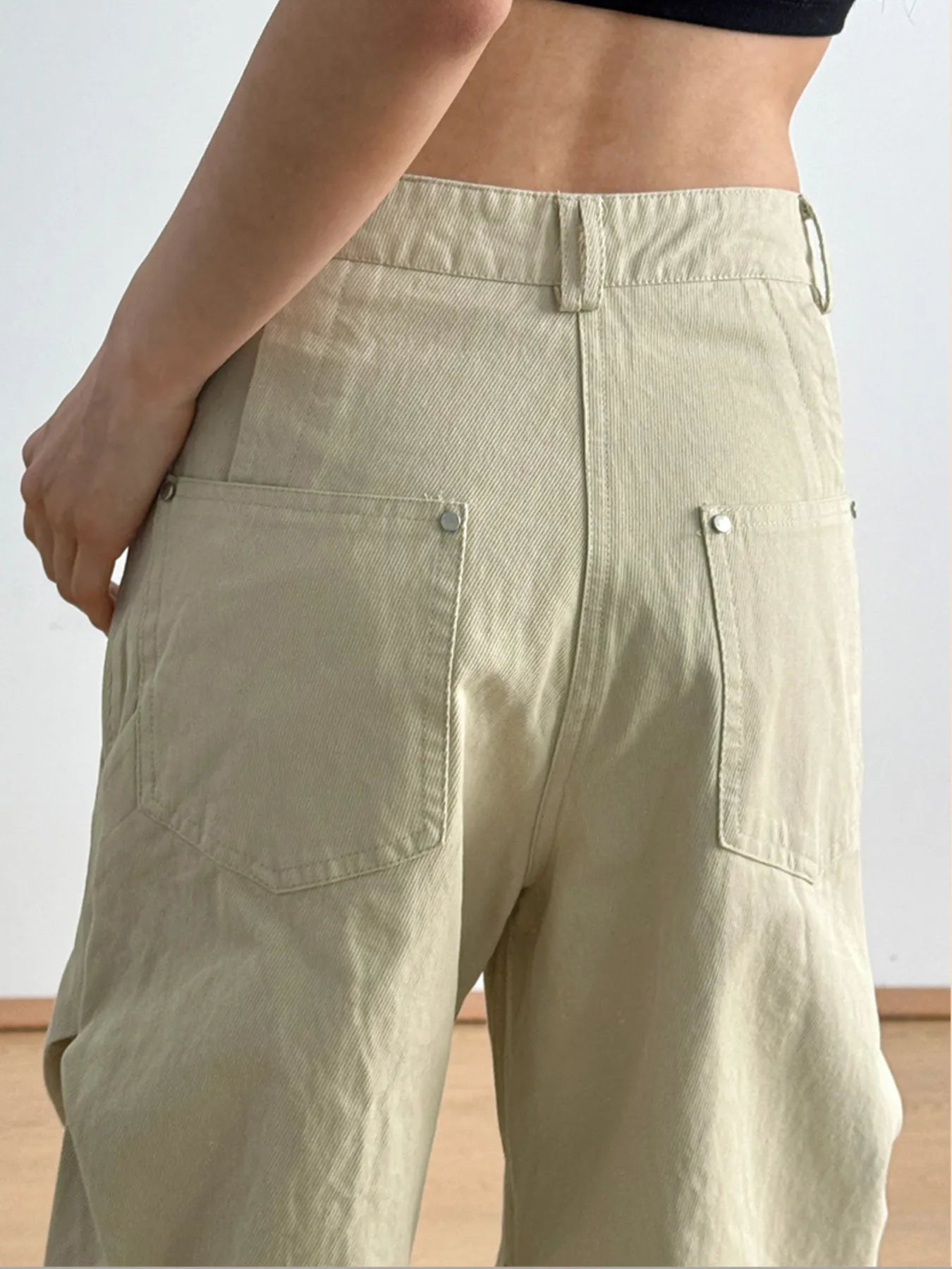 High-Waisted Zip Front Cargo Pants