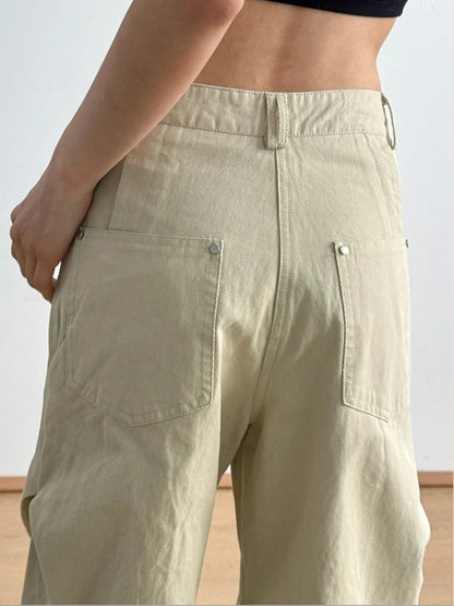 High-Waisted Zip Front Cargo Pants
