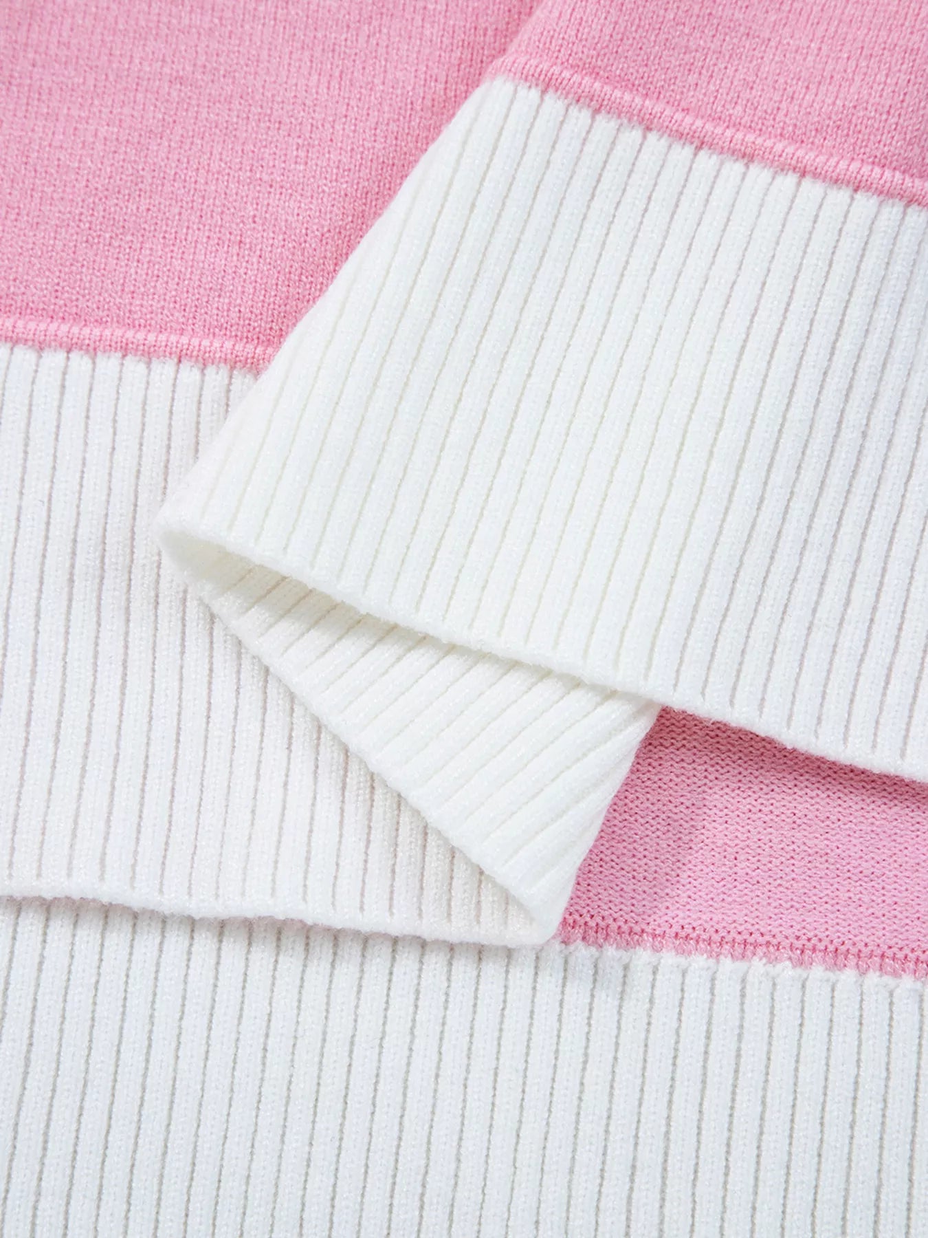 Contrasting Polo Collar Color Block Knit Drop Shoulder Sweater