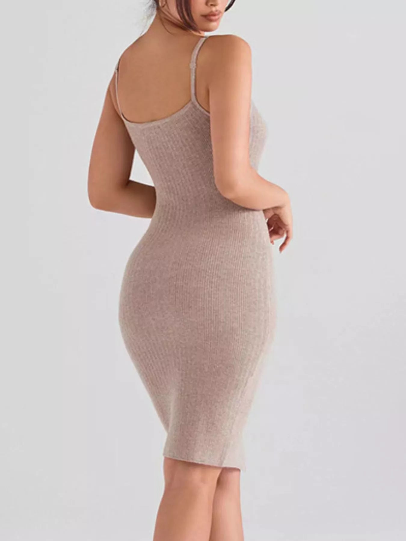 Ribbed Button-Front Bodycon Sweater Dress