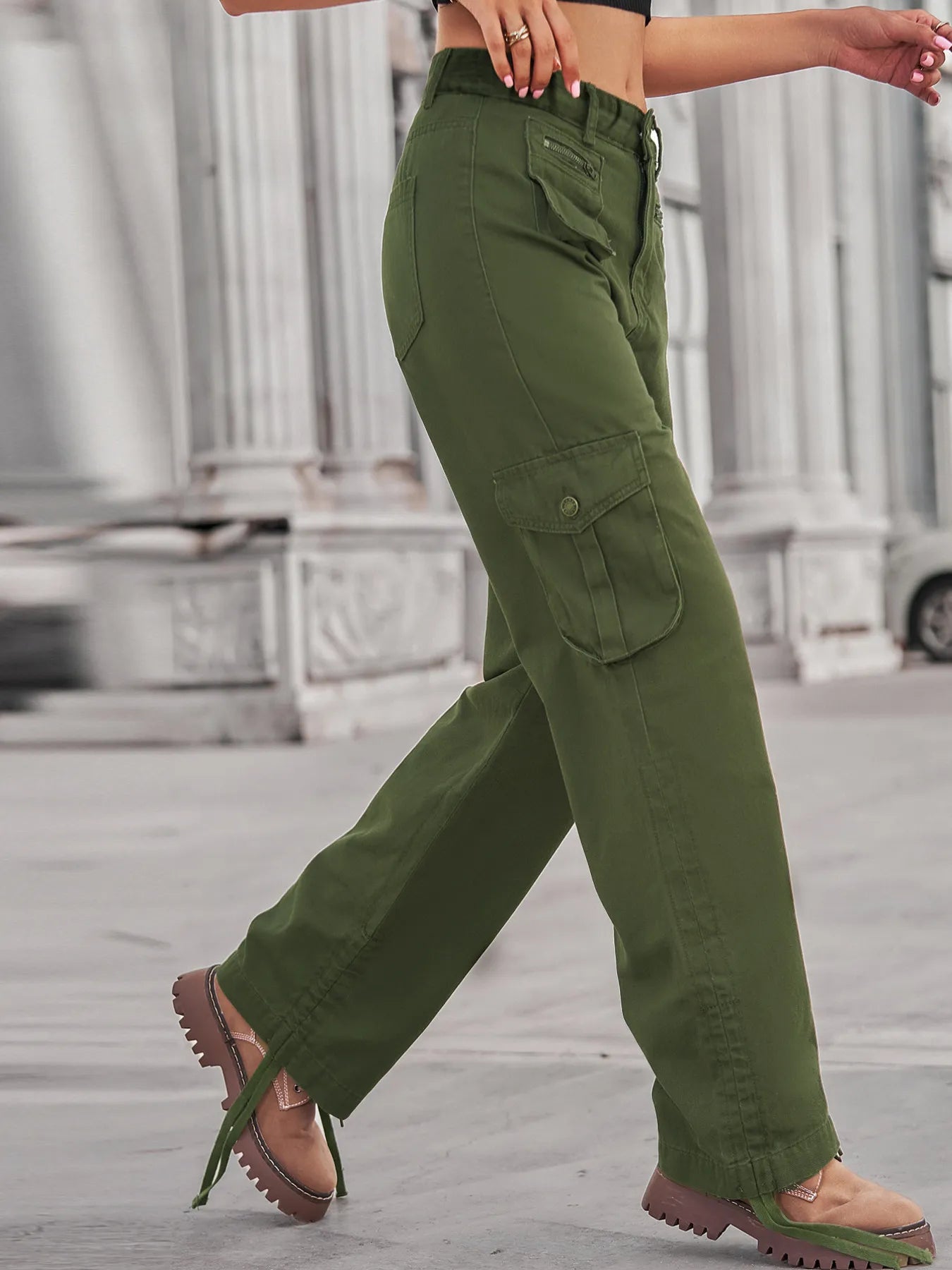 Drawstring Cargo Jeans