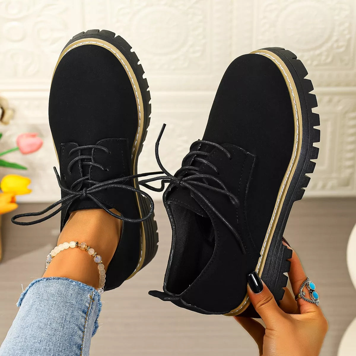 Lace-Up Platform Loafers