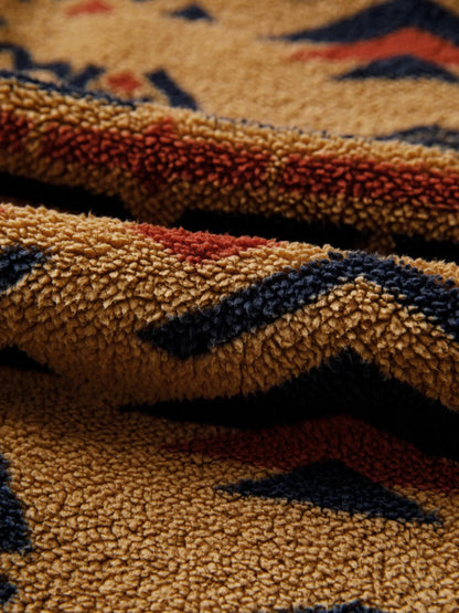 Western Aztec Pattern Fleece Button-Up Shacket