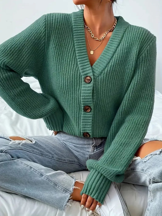 Chunky Knit Button-Down Cardigan