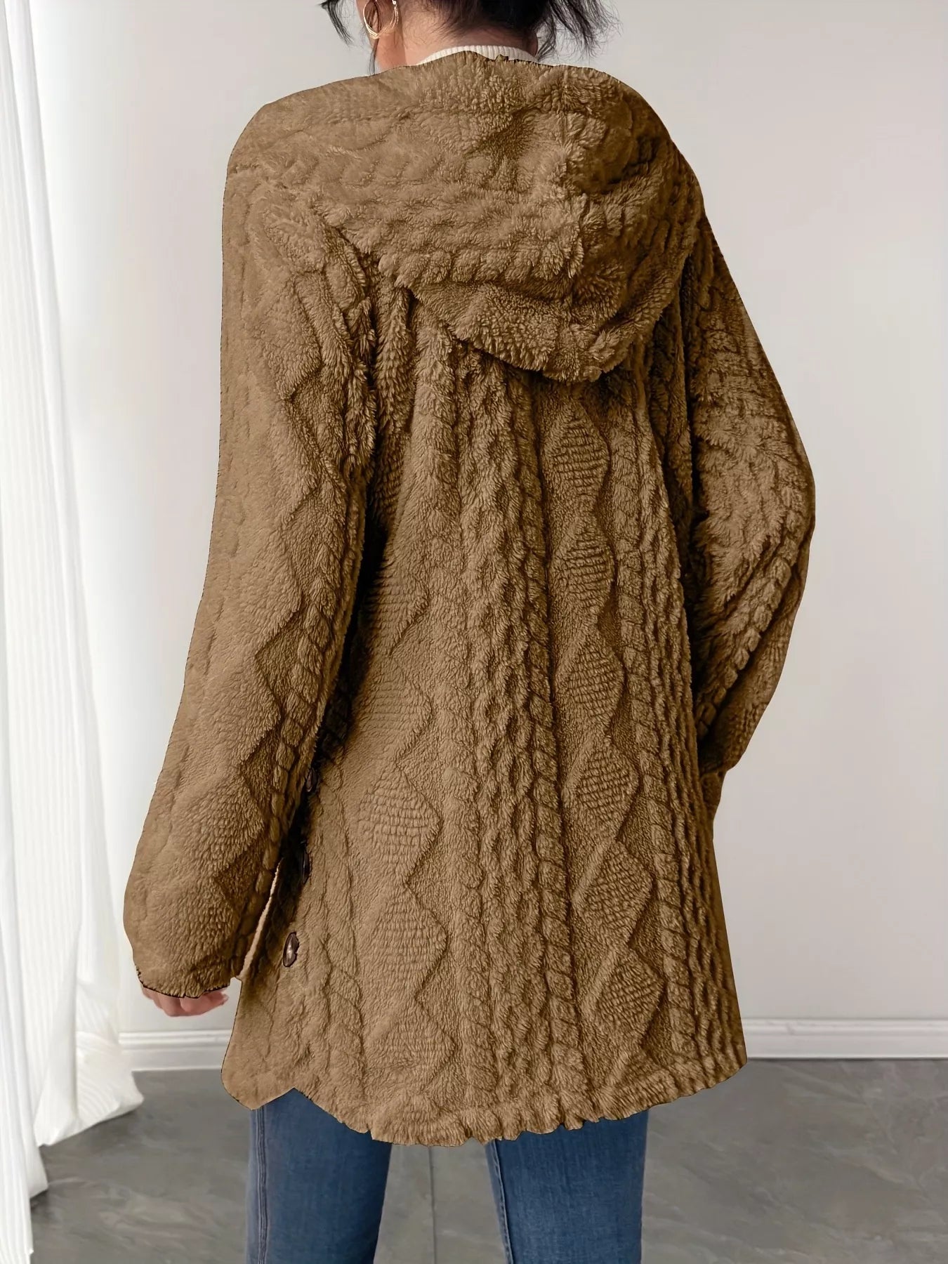 Full Size Button-Down Hooded Outerwear Plus Size