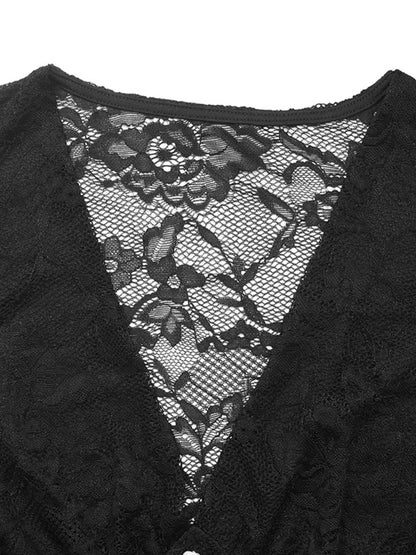 Lace Long Sleeve V-Neck Bodysuit