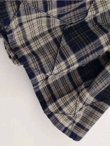 Drawstring Plaid Skort