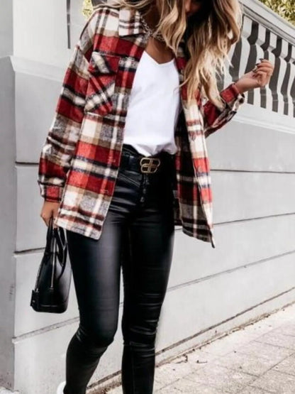 Plaid Button-Down Long Sleeve Shacket