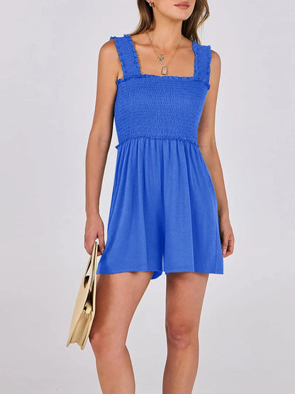 Smocked Square Neck Summer Romper