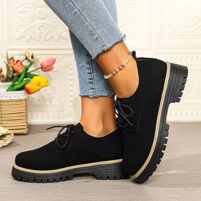 Lace-Up Platform Loafers Black