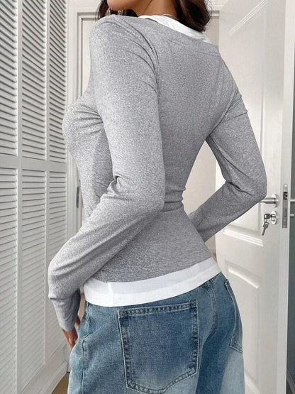 Scoop Neck Long Sleeve T-Shirt