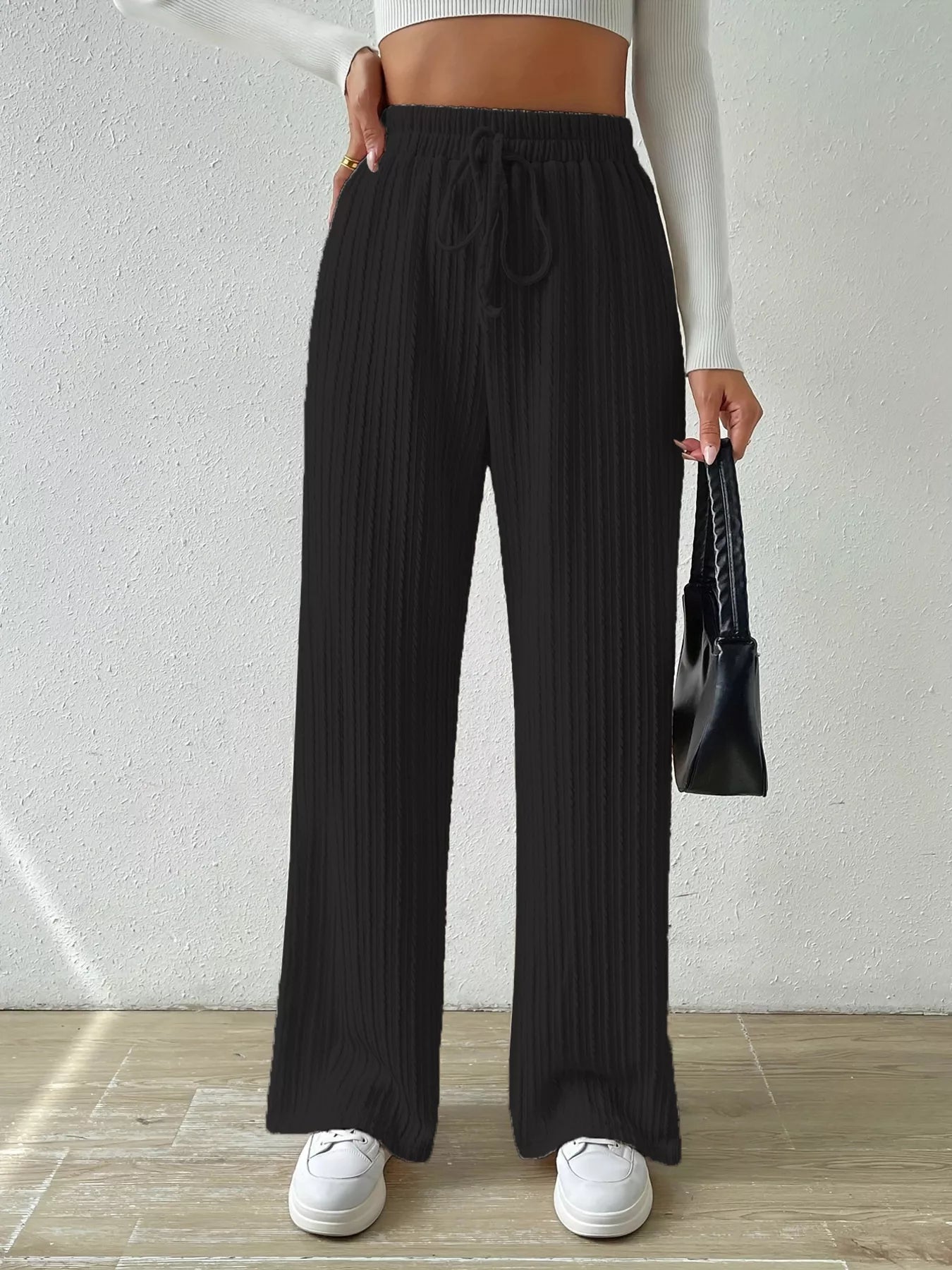 Drawstring Wide Leg Pants
