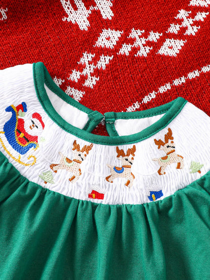 Children's Christmas Embroidered A-Line Dress