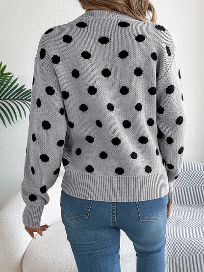 Polka Dot Round Neck Sweater