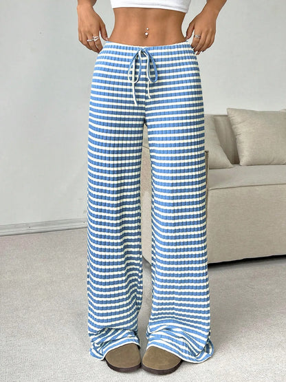 Striped Wide Leg Drawstring Pants