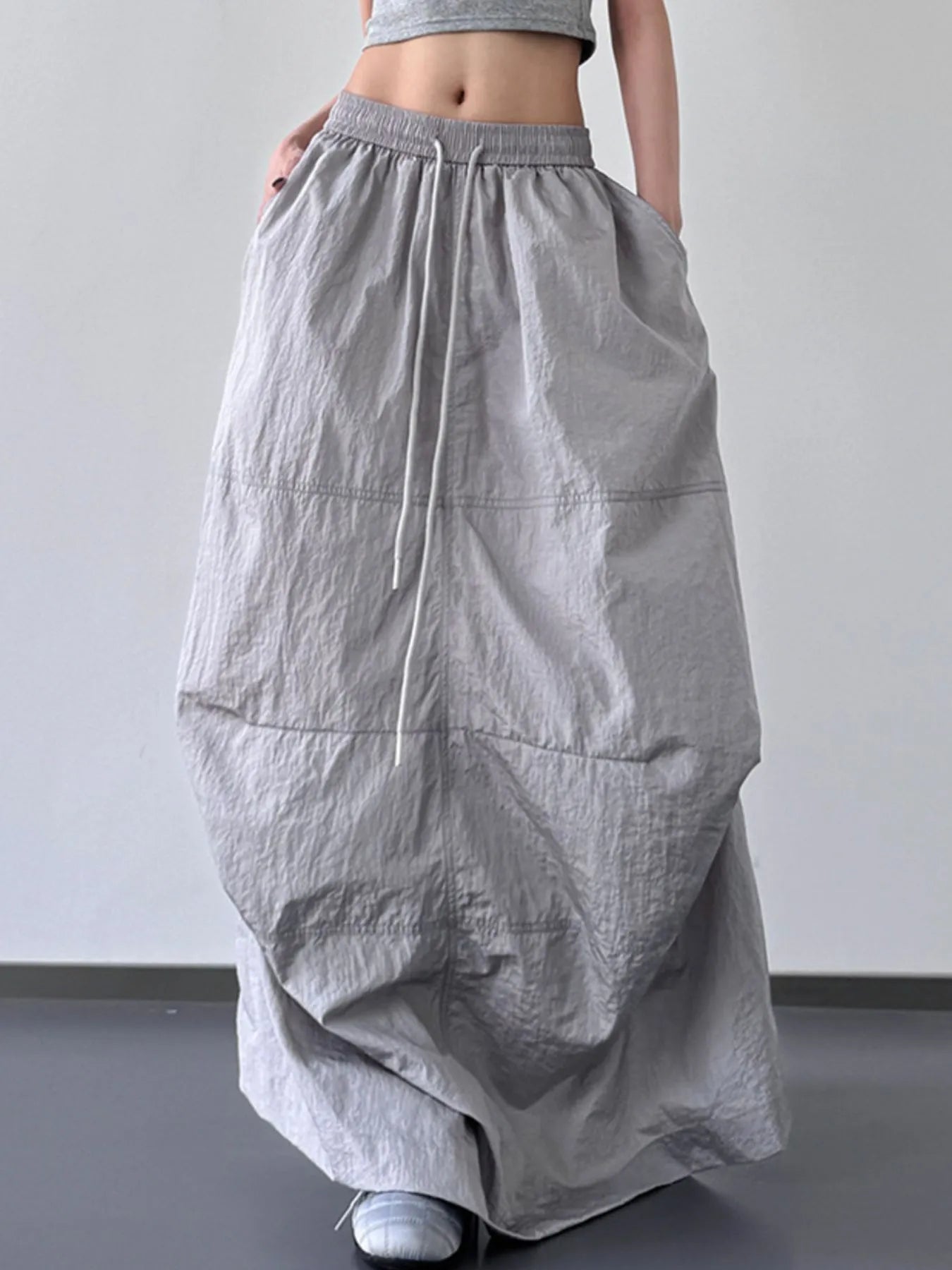 Drawstring Maxi Skirt
