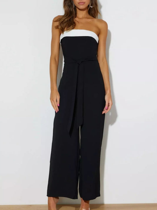 Contrast Tube Wide Leg Jumpsuit