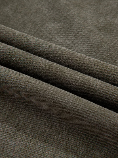 Lace Patchwork Detail Notched Mineral Wash Sweatshirt