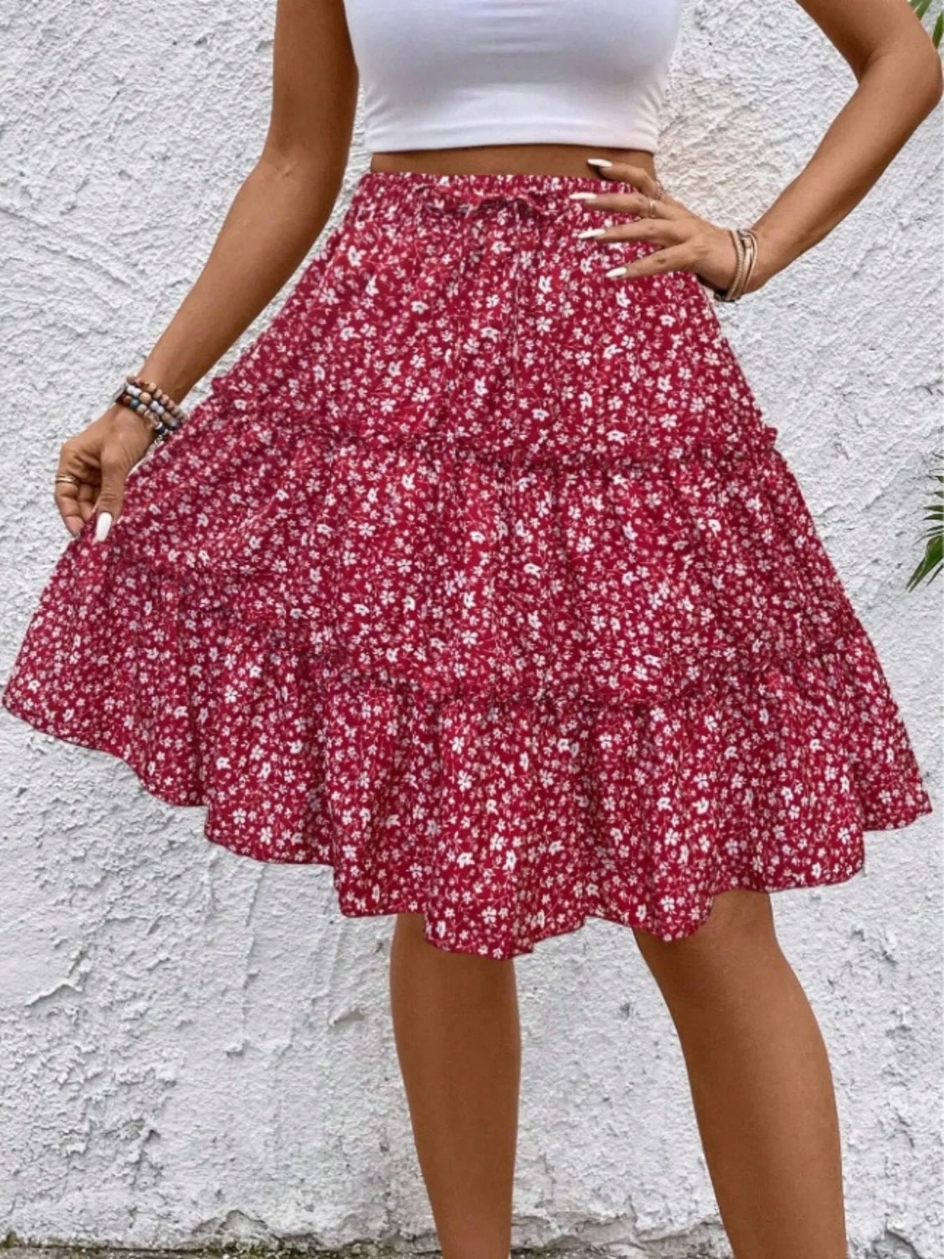Floral Print Midi Skirt