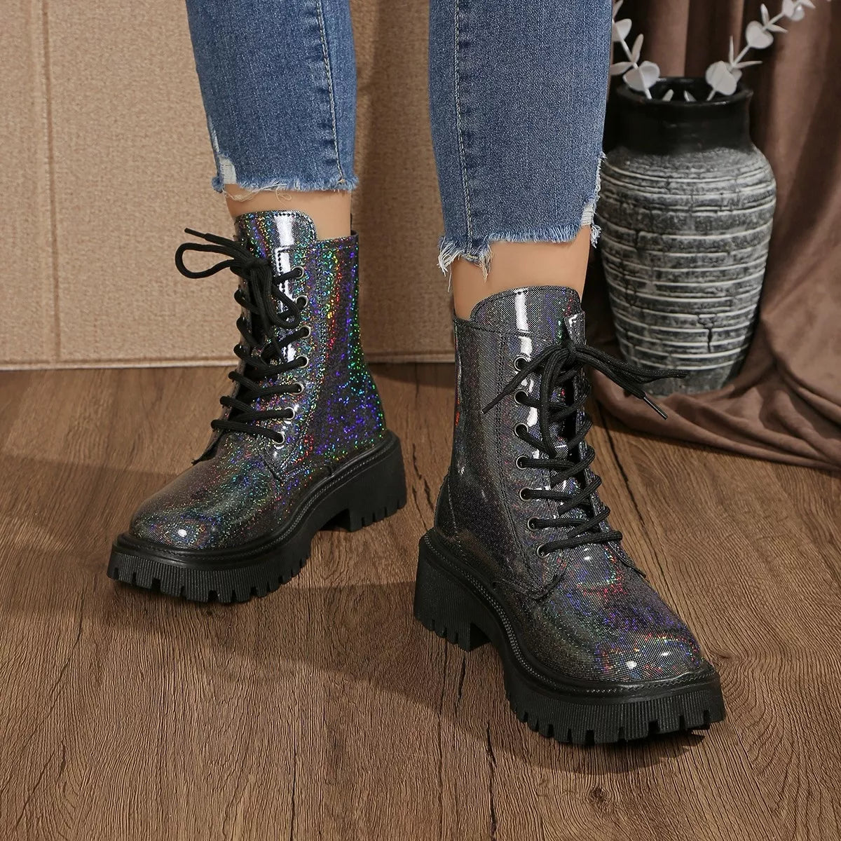 Lace-Up Platform Boots
