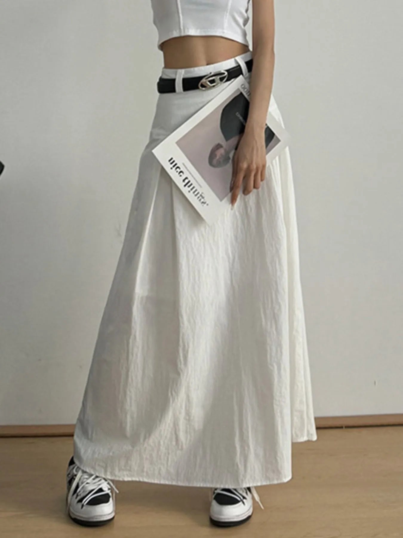 High Waist A-Line Maxi Skirt