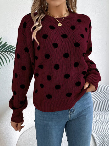 Polka Dot Round Neck Sweater