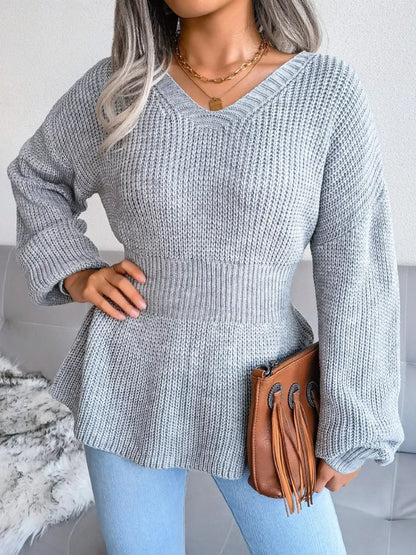 V-Neck Dropped Shoulder Sweater