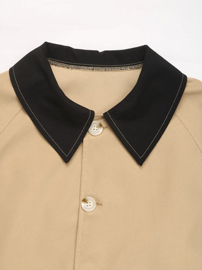 Color Block Button-Up Casual Jacket