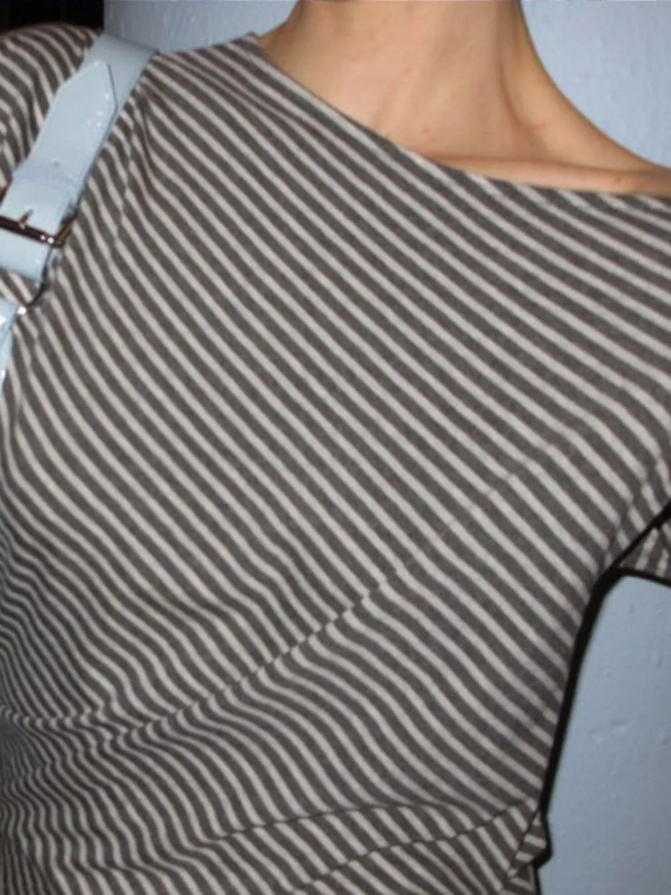 Striped Single Shoulder T-Shirt
