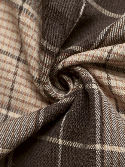 Plaid Button Up Long Sleeve Shirt Dress