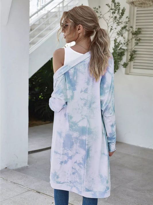 Tie-Dye Oversized Open Front Cardigan