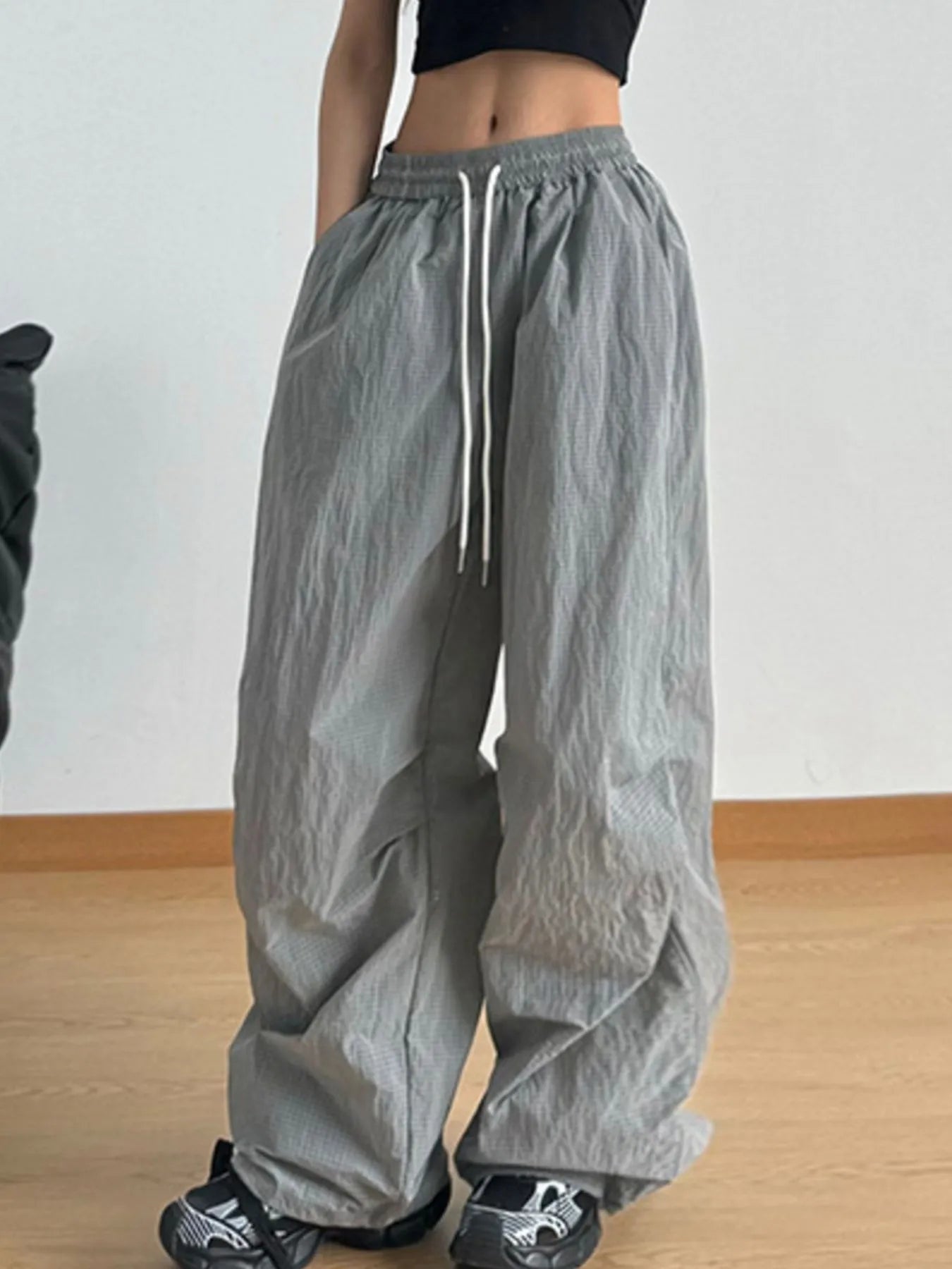 Wide Leg Drawstring Casual Pants
