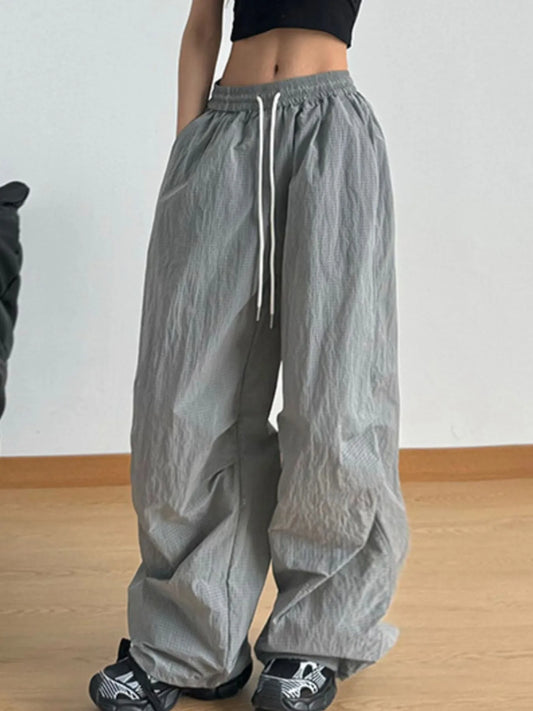 Wide Leg Drawstring Casual Pants