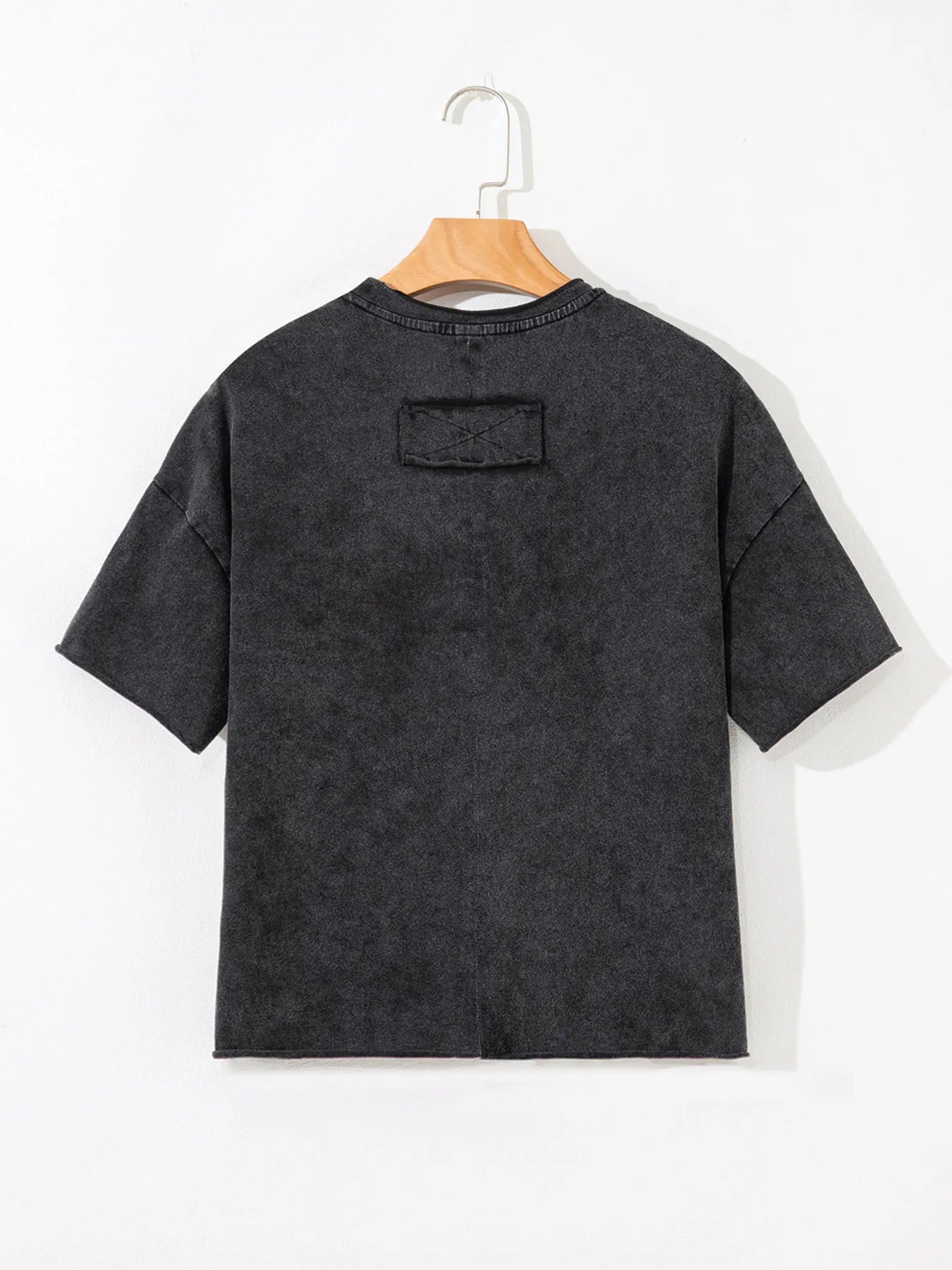 Floral Embroidered Mineral Wash Crew Neck T Shirt