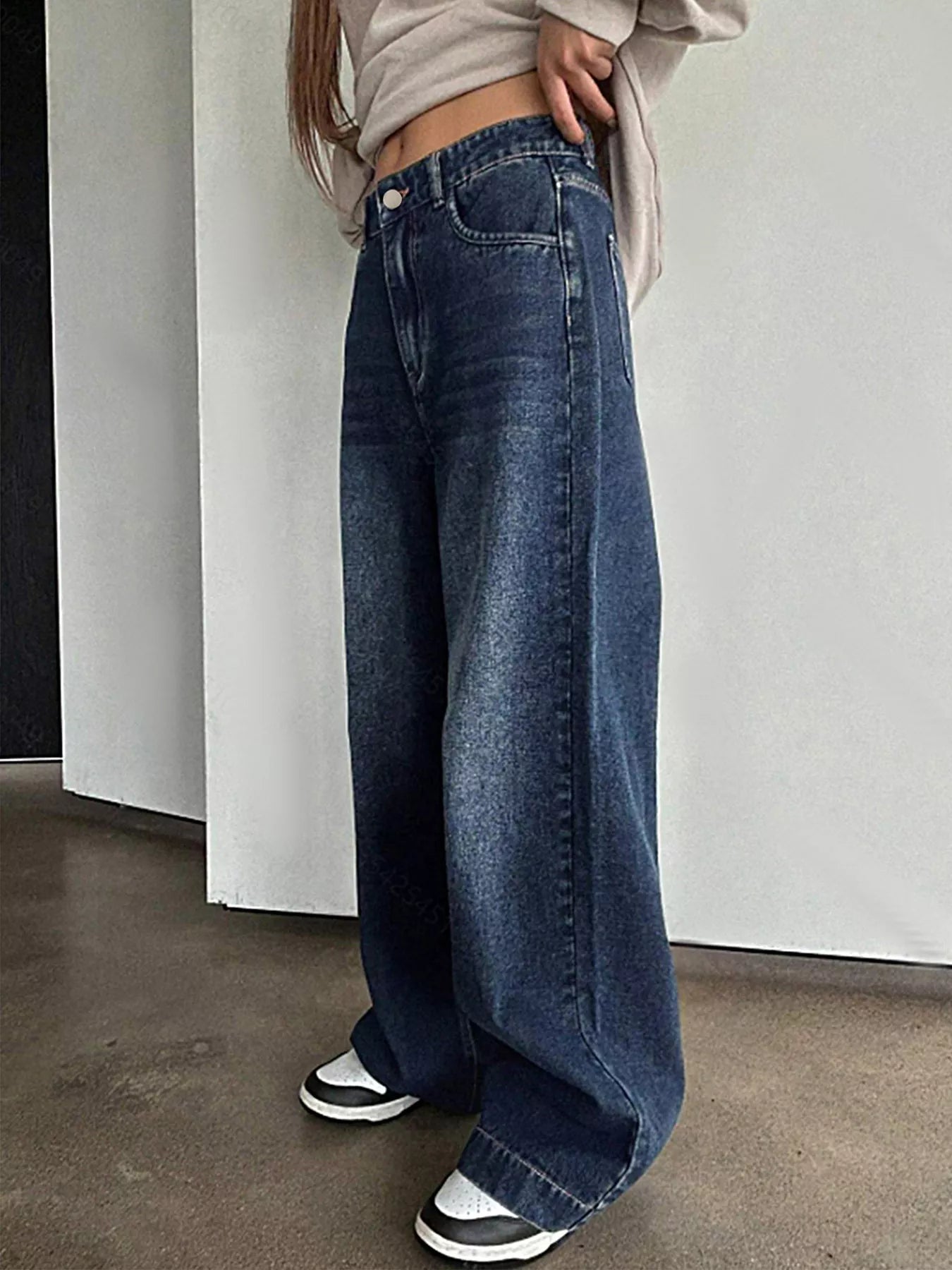 Vintage Wash Wide Leg Jeans