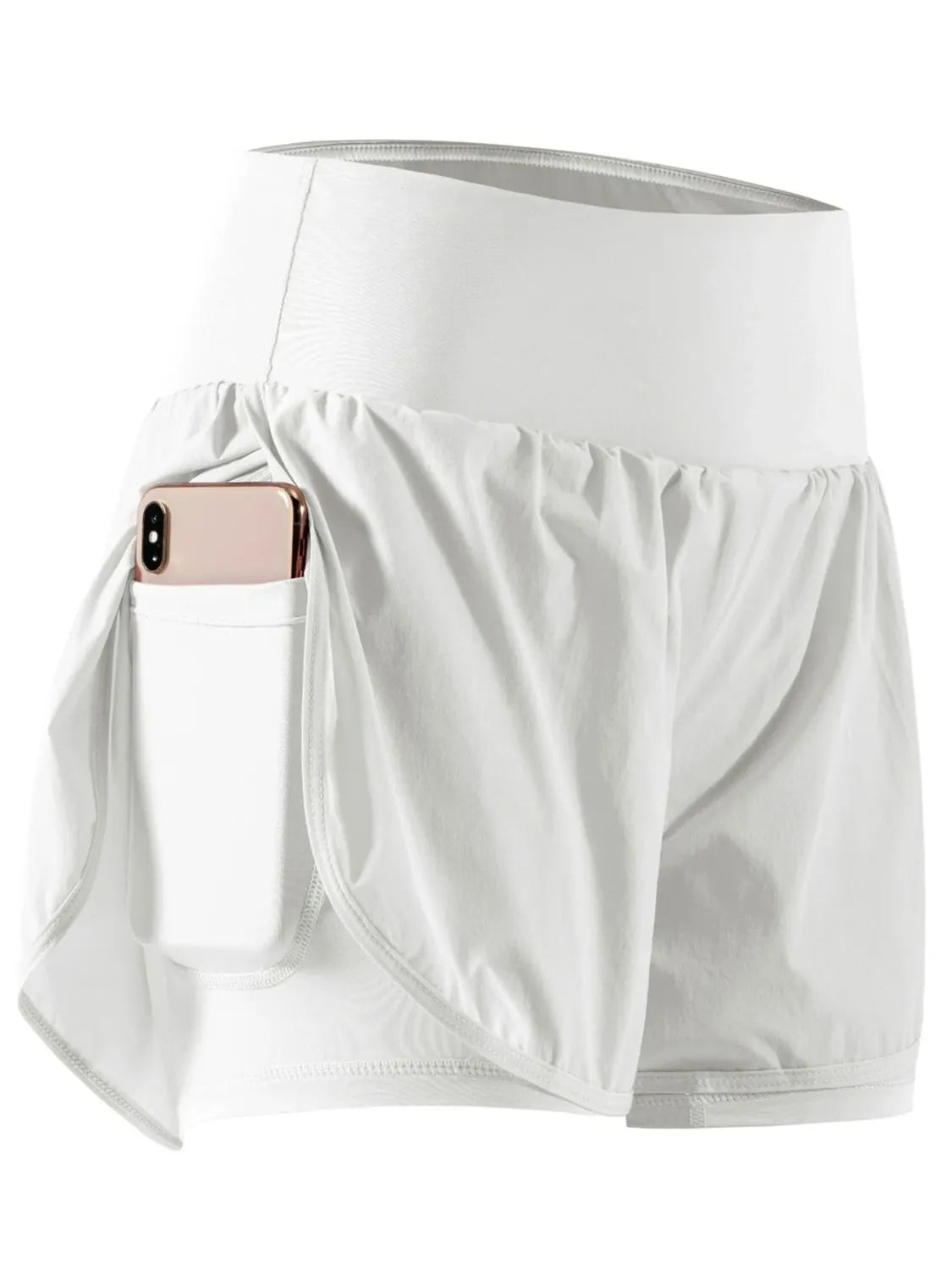 Pocketed High Waist Active Shorts White