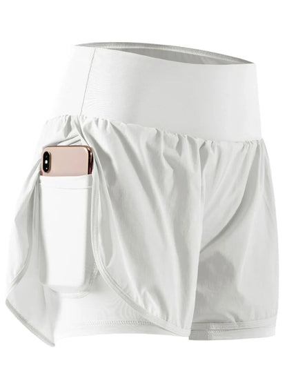 Pocketed High Waist Active Shorts White