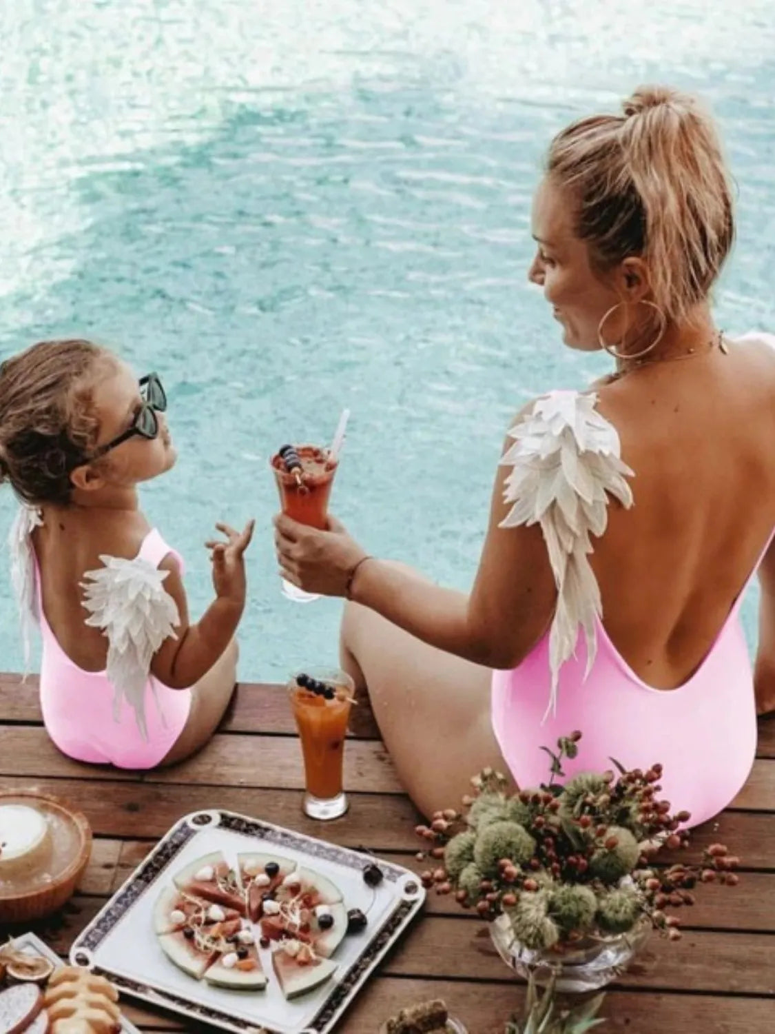 Backless Wide Strap Parent-Child Swimwear