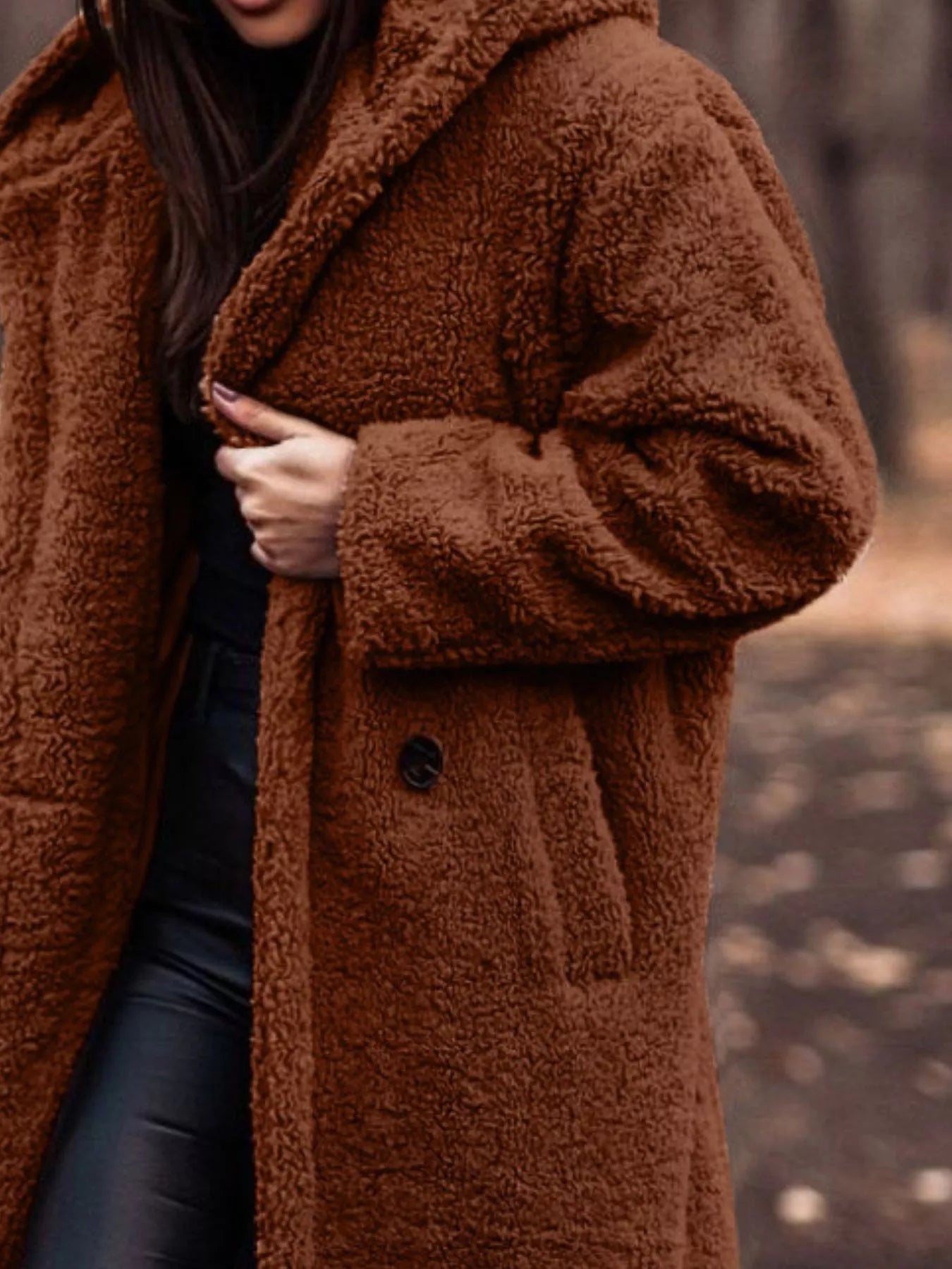 Teddy Bear Hooded Longline Outerwear