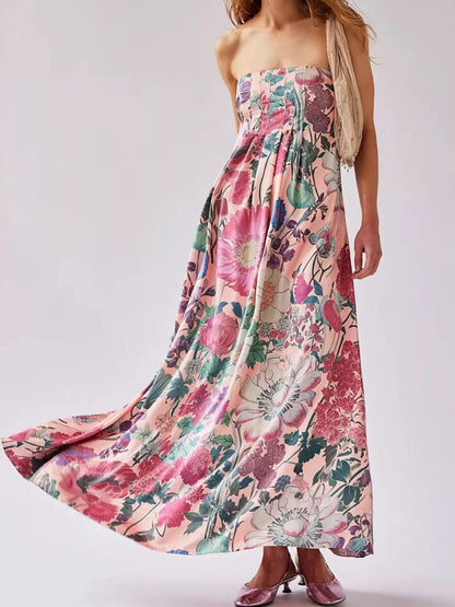Floral Print Sleeveless Maxi Dress Pink