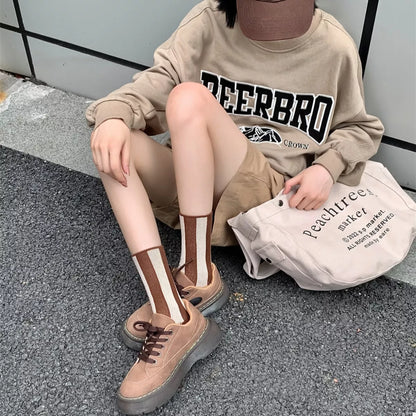 Contrast Striped Crew Socks