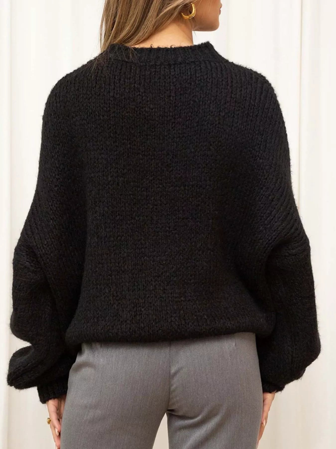 Round Neck Dropped Shoulder Sweater