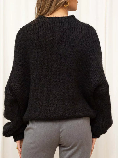 Round Neck Dropped Shoulder Sweater