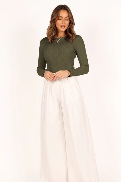 Lettuce Edge Round Neck Long Sleeve T-Shirt